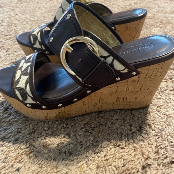 Coach signature platform cork wedge sandals siz 8.5 - Picture 2 of 7